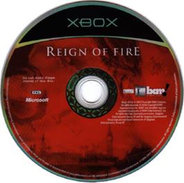 Artwork on the CD for Reign of Fire on the Microsoft Xbox.