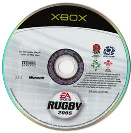 Artwork on the CD for Rugby 2005 on the Microsoft Xbox.