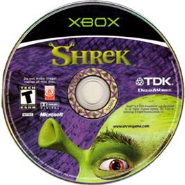 Artwork on the CD for Shrek on the Microsoft Xbox.