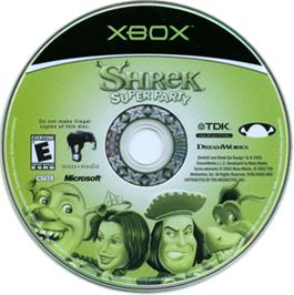 Artwork on the CD for Shrek Super Party on the Microsoft Xbox.