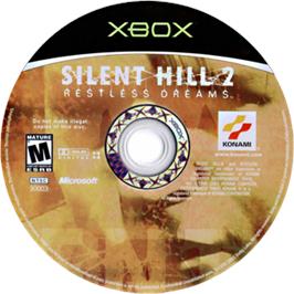 Artwork on the CD for Silent Hill 2: Restless Dreams on the Microsoft Xbox.