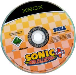 Artwork on the CD for Sonic Mega Collection Plus on the Microsoft Xbox.