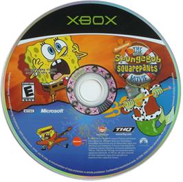 Artwork on the CD for SpongeBob SquarePants: The Movie on the Microsoft Xbox.