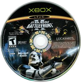 Artwork on the CD for Star Wars: Battlefront 2 on the Microsoft Xbox.
