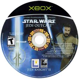Artwork on the CD for Star Wars: Jedi Knight II - Jedi Outcast on the Microsoft Xbox.