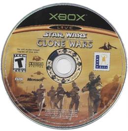 Artwork on the CD for Star Wars: The Clone Wars on the Microsoft Xbox.