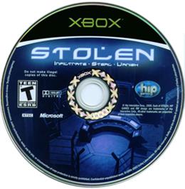 Artwork on the CD for Stolen on the Microsoft Xbox.