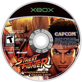 Artwork on the CD for Street Fighter: Anniversary Collection on the Microsoft Xbox.