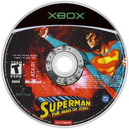 Artwork on the CD for Superman: The Man of Steel on the Microsoft Xbox.