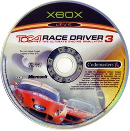 Artwork on the CD for TOCA Race Driver 3 on the Microsoft Xbox.