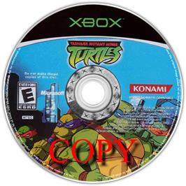 Artwork on the CD for Teenage Mutant Ninja Turtles: Mutant Melee on the Microsoft Xbox.