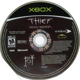 Artwork on the CD for Thief: Deadly Shadows on the Microsoft Xbox.