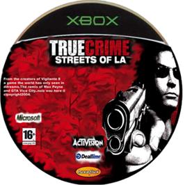 Artwork on the CD for True Crime: Streets of LA on the Microsoft Xbox.