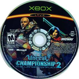 Artwork on the CD for Unreal Championship 2: The Liandri Conflict on the Microsoft Xbox.