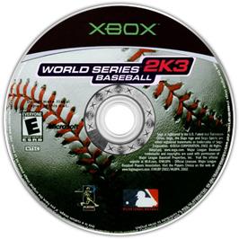 Artwork on the CD for World Series Baseball 2K3 on the Microsoft Xbox.
