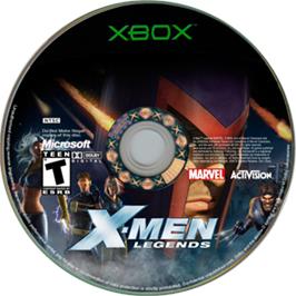 Artwork on the CD for X-Men: Legends on the Microsoft Xbox.