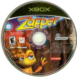 Artwork on the CD for Zapper: One Wicked Cricket on the Microsoft Xbox.