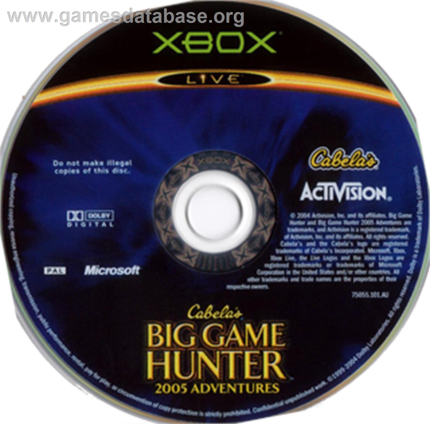 Cabela's Big Game Hunter 2005 Adventures - Microsoft Xbox - Artwork - CD