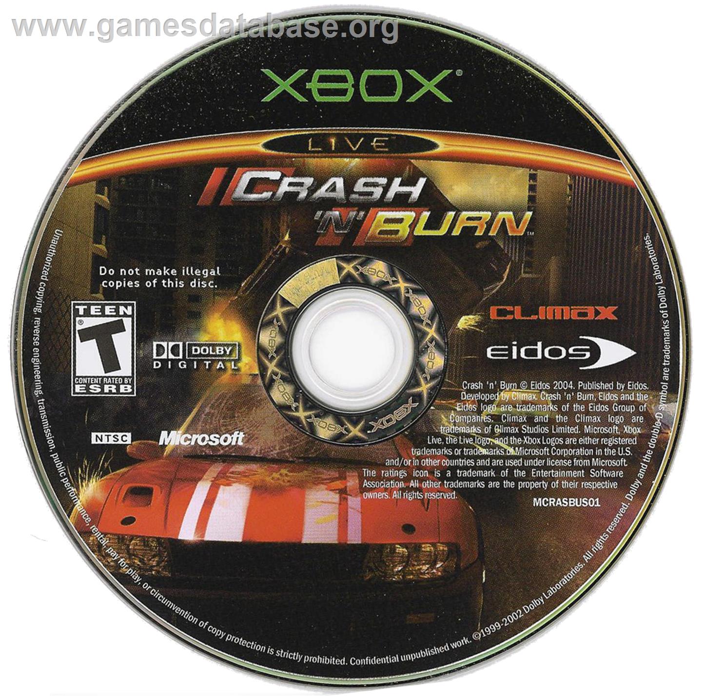 Crash 'n' Burn - Microsoft Xbox - Artwork - CD