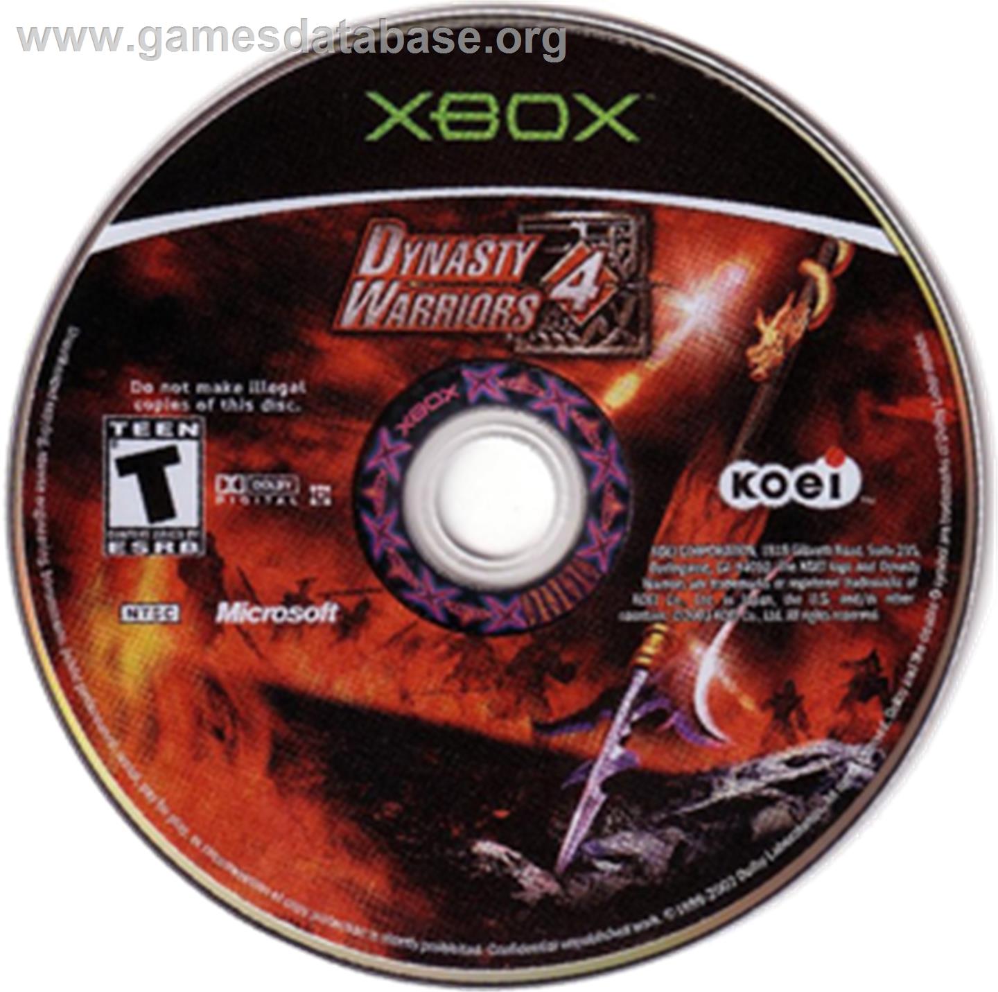 Dynasty Warriors 4 - Microsoft Xbox - Artwork - CD