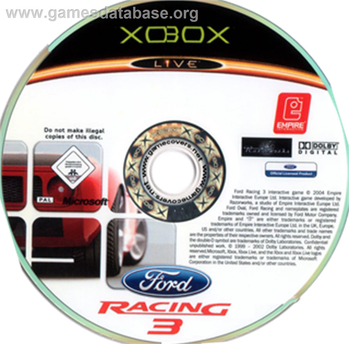 Ford Racing 3 - Microsoft Xbox - Artwork - CD
