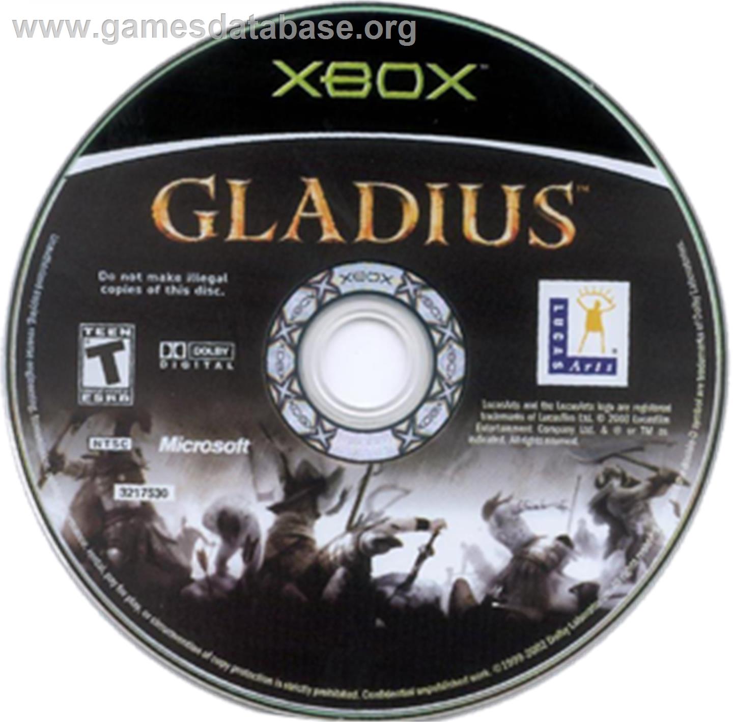 Gladius - Microsoft Xbox - Artwork - CD
