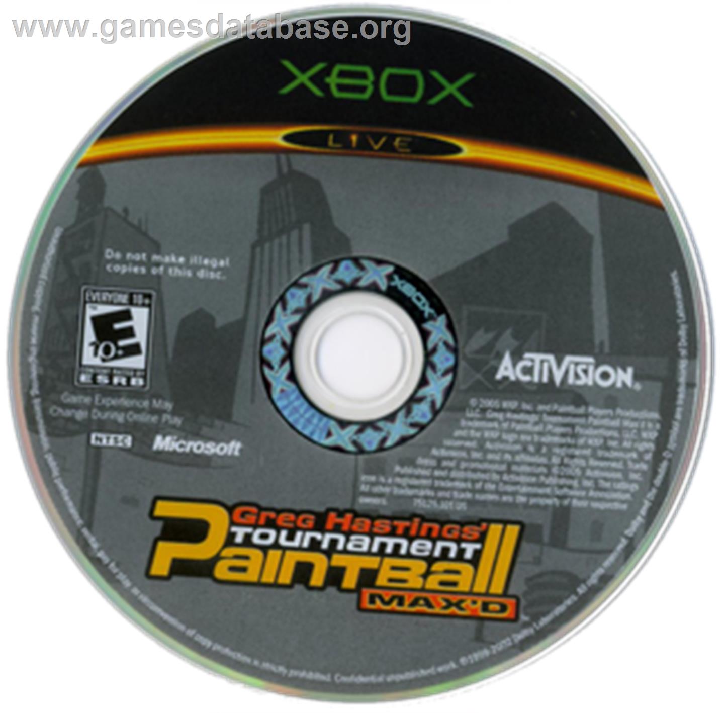 Greg Hastings' Tournament Paintball MAX'D - Microsoft Xbox - Artwork - CD