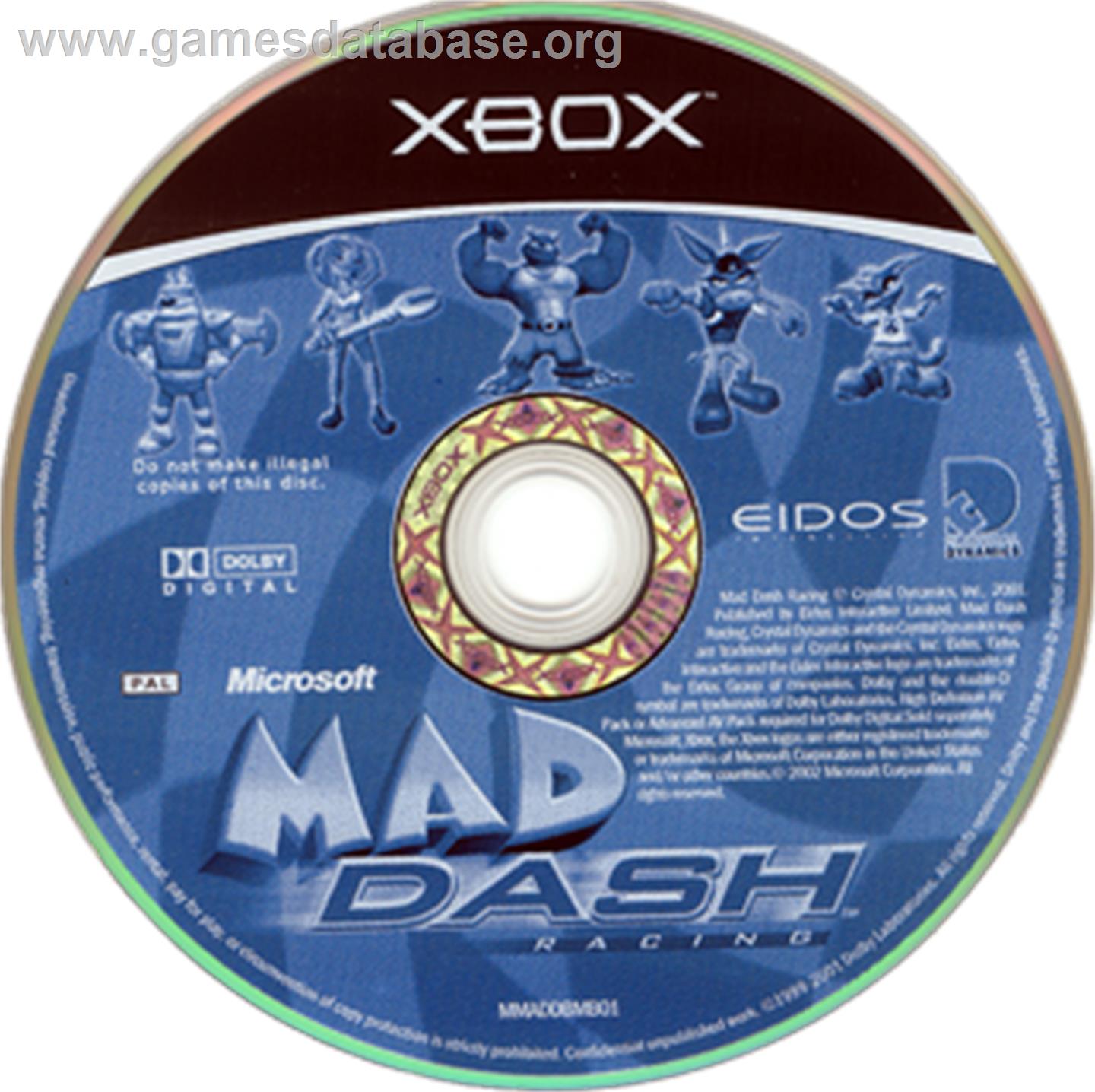Mad Dash Racing - Microsoft Xbox - Artwork - CD