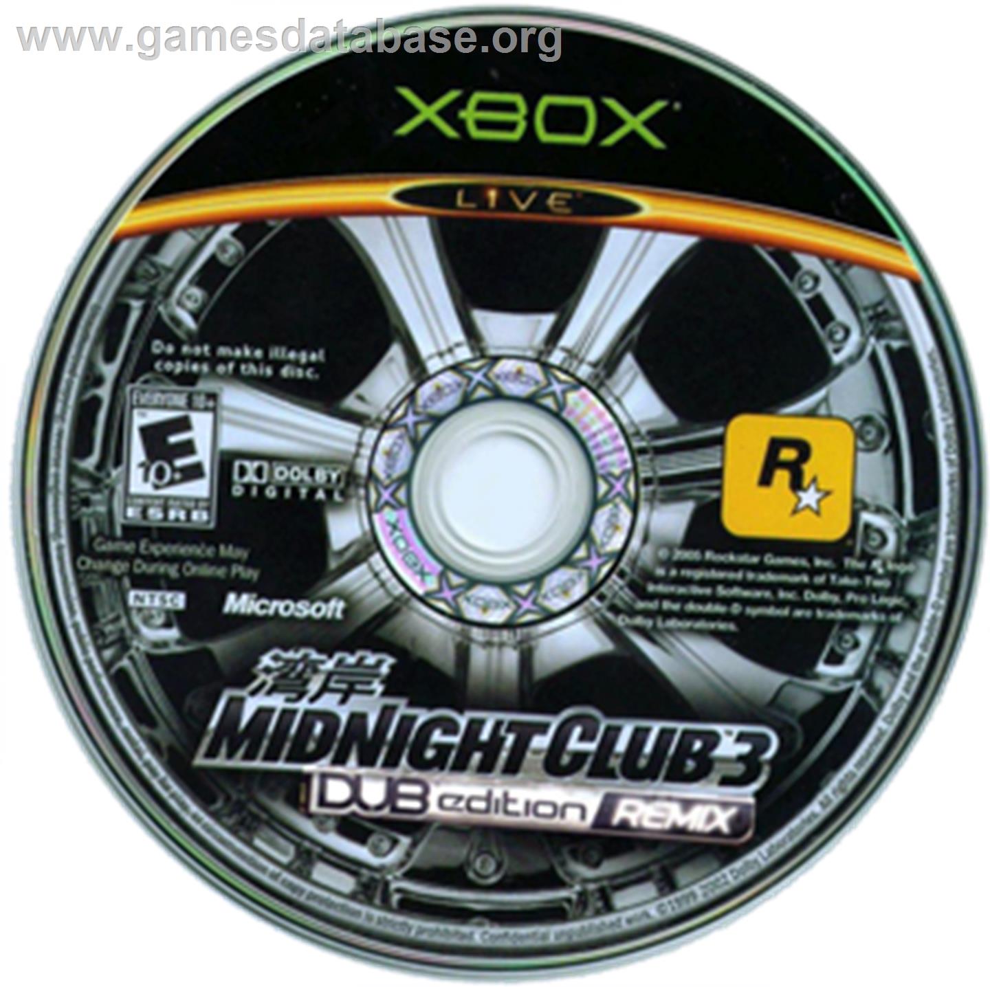 Midnight Club 3: DUB Edition Remix - Microsoft Xbox - Artwork - CD