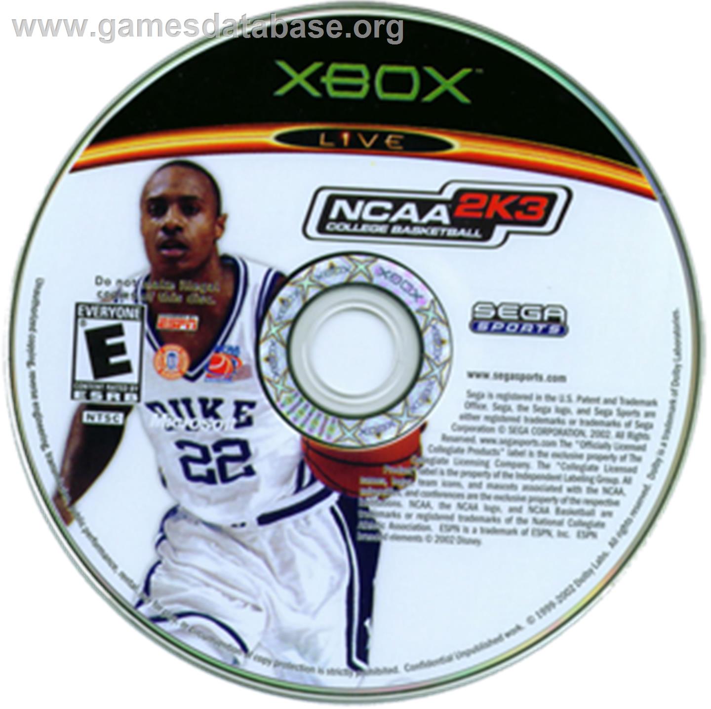 NCAA College Football 2K3 - Microsoft Xbox - Artwork - CD
