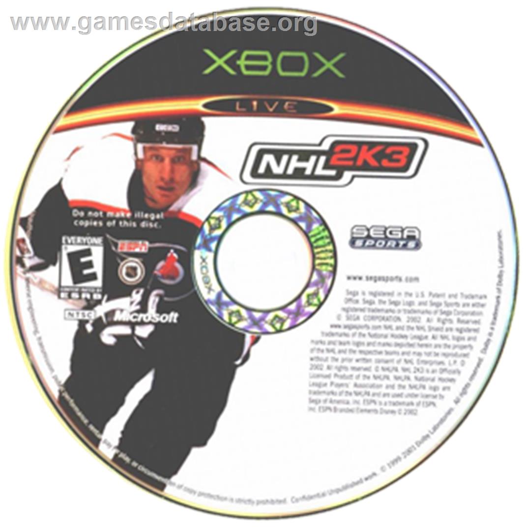 NHL 2K3 - Microsoft Xbox - Artwork - CD