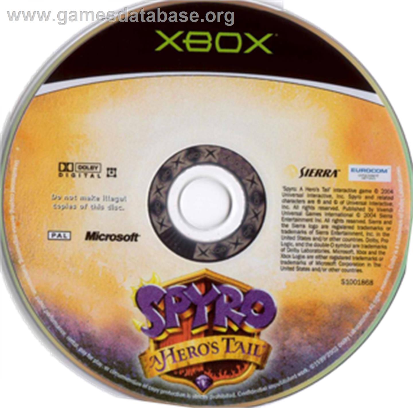 Spyro: A Hero's Tail - Microsoft Xbox - Artwork - CD