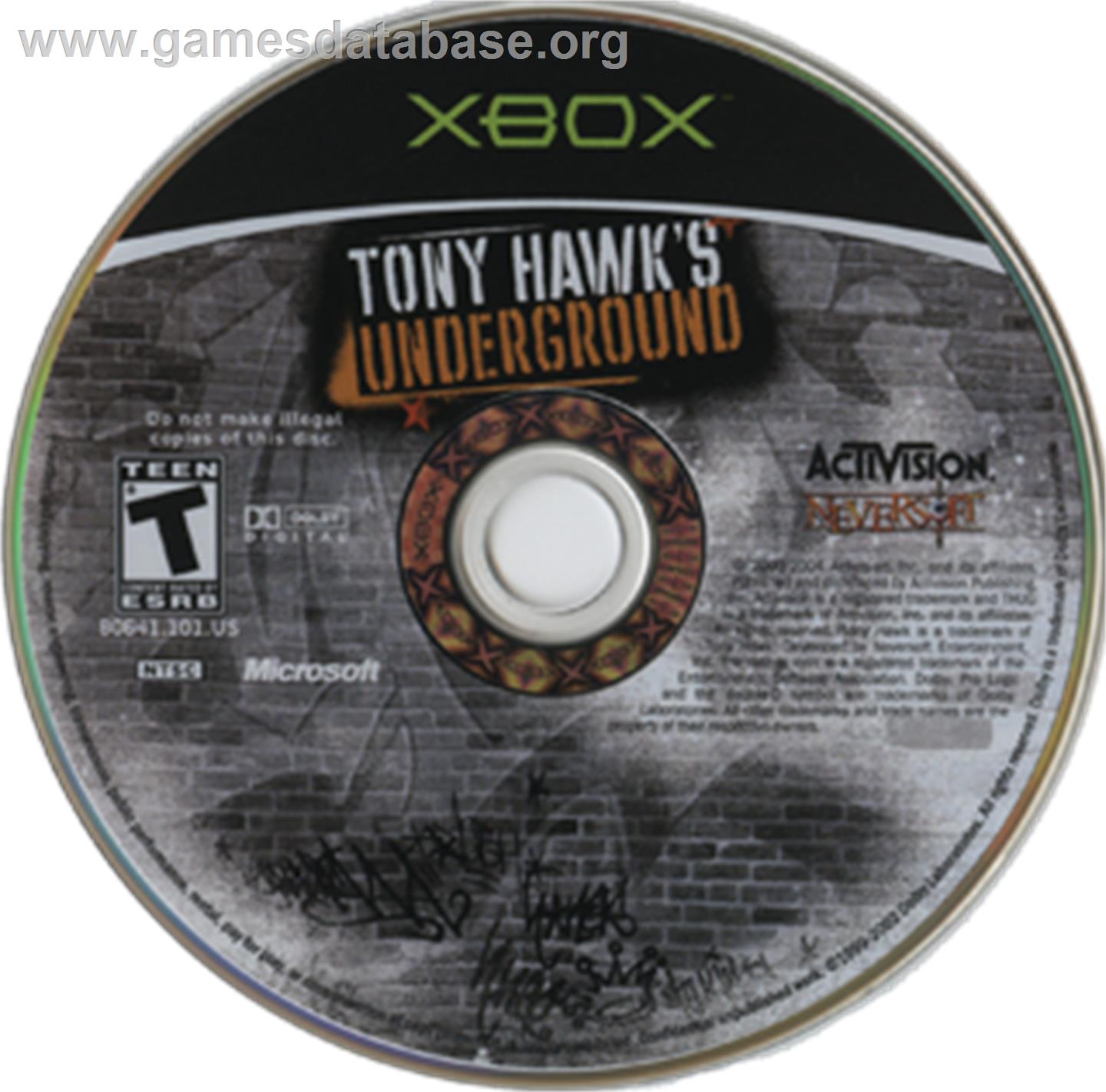 Tony Hawk's Underground - Microsoft Xbox - Artwork - CD