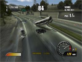 In game image of Burnout 2: Point of Impact on the Microsoft Xbox.
