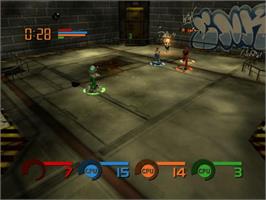 In game image of Fuzion Frenzy on the Microsoft Xbox.