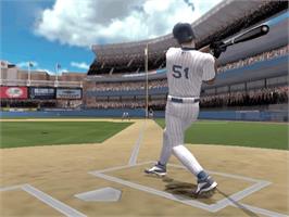 In game image of High Heat Major League Baseball 2004 on the Microsoft Xbox.