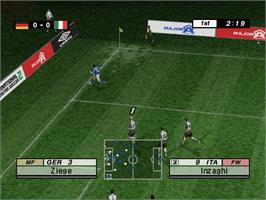 In game image of International Superstar Soccer 2 on the Microsoft Xbox.