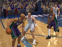 In game image of NBA 2K2 on the Microsoft Xbox.
