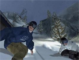 In game image of TransWorld Snowboarding on the Microsoft Xbox.