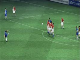 In game image of UEFA Champions League 2004-2005 on the Microsoft Xbox.