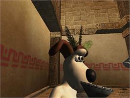 In game image of Wallace & Gromit in Project Zoo on the Microsoft Xbox.