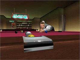 In game image of World Championship Snooker 2003 on the Microsoft Xbox.