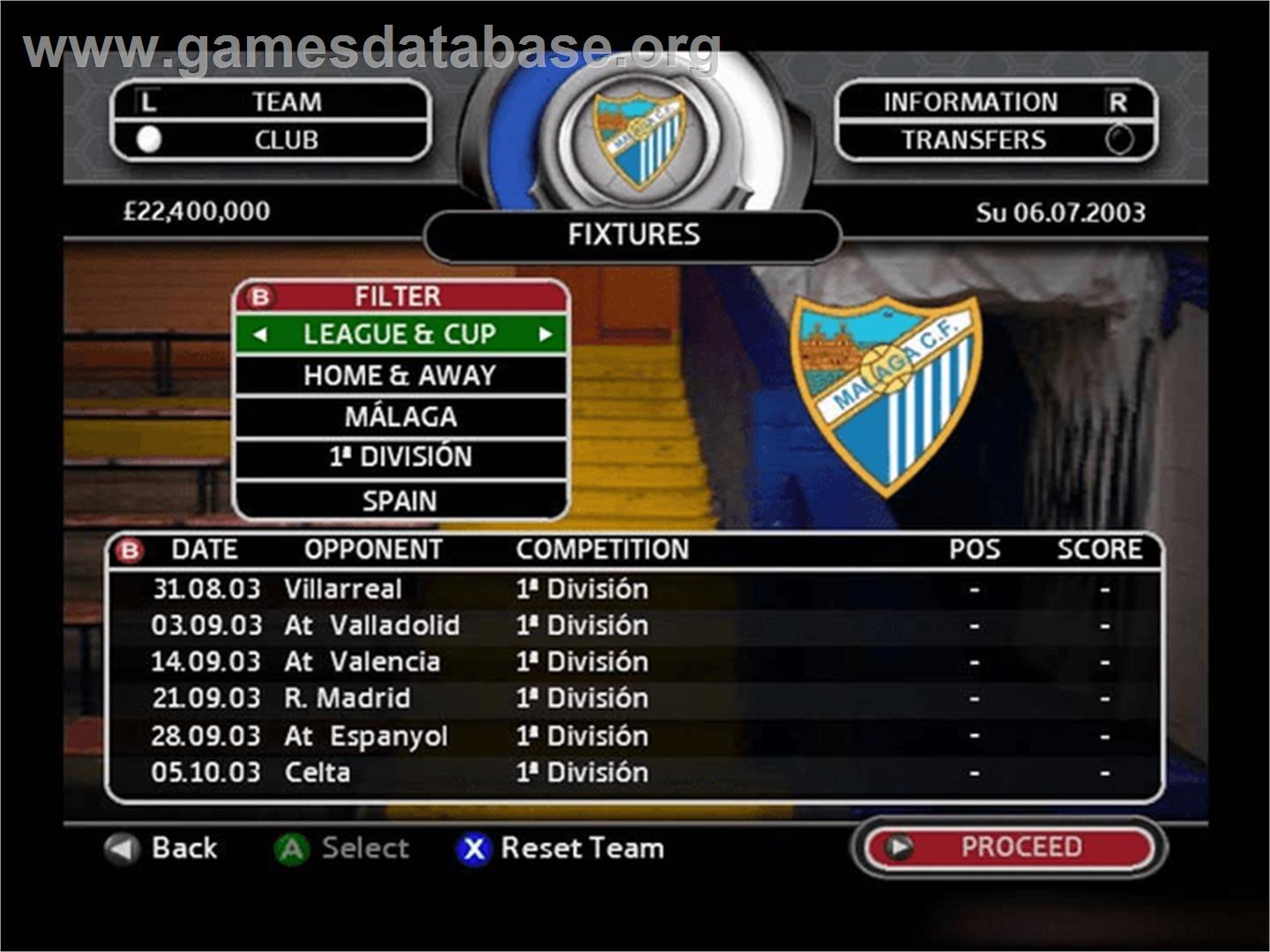 Total Club Manager 2004 - Microsoft Xbox - Artwork - In Game