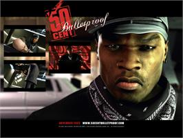 Title screen of 50 Cent: Bulletproof on the Microsoft Xbox.