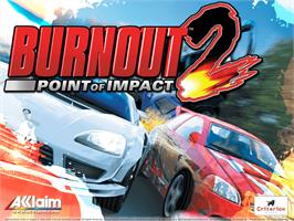 Title screen of Burnout 2: Point of Impact on the Microsoft Xbox.