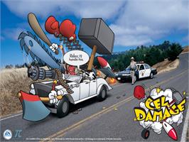 Title screen of Cel Damage on the Microsoft Xbox.