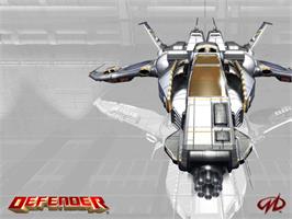 Title screen of Defender on the Microsoft Xbox.