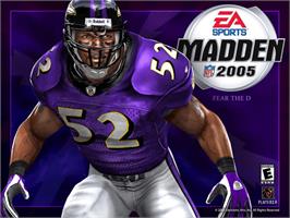 Title screen of Madden NFL 2005 on the Microsoft Xbox.