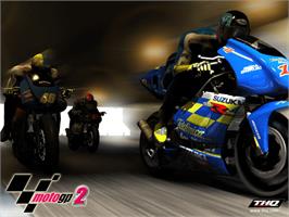 Title screen of MotoGP 2 on the Microsoft Xbox.