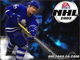 Title screen of NHL 2003 on the Microsoft Xbox.